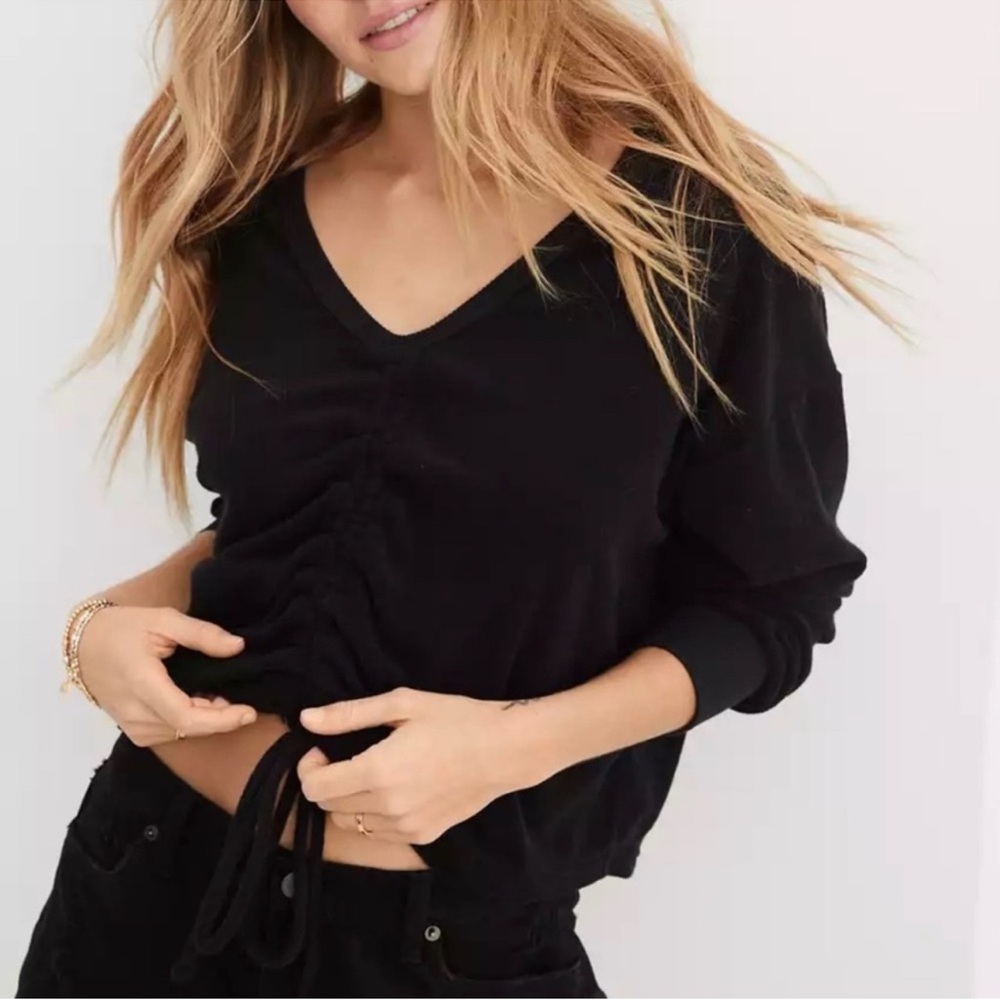 AERIE TOWEL TERRY CINCH SWEATSHIRT